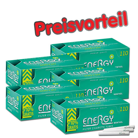 5 x Energy+ Menthol Filterhülsen, 110er