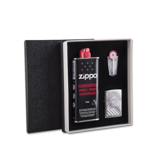 Zippo Geschenkbox 80th Anniversary mit Steine und Benzin