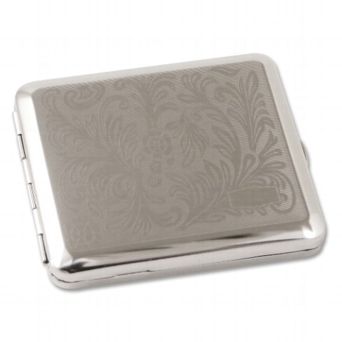 Zigaretten-Etui Nickel-Satiniert mit Venetian-Dekor, 18er