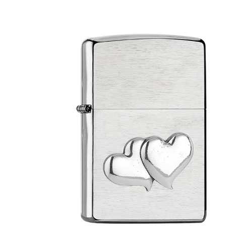 Zippo Chrom gebürstet Doubleheart Emblem