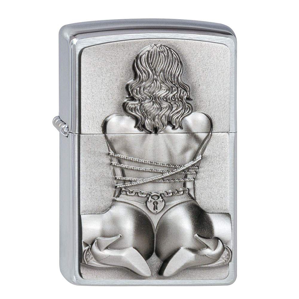 Zippo Chrom gebürstet Bondage Girl Emblem