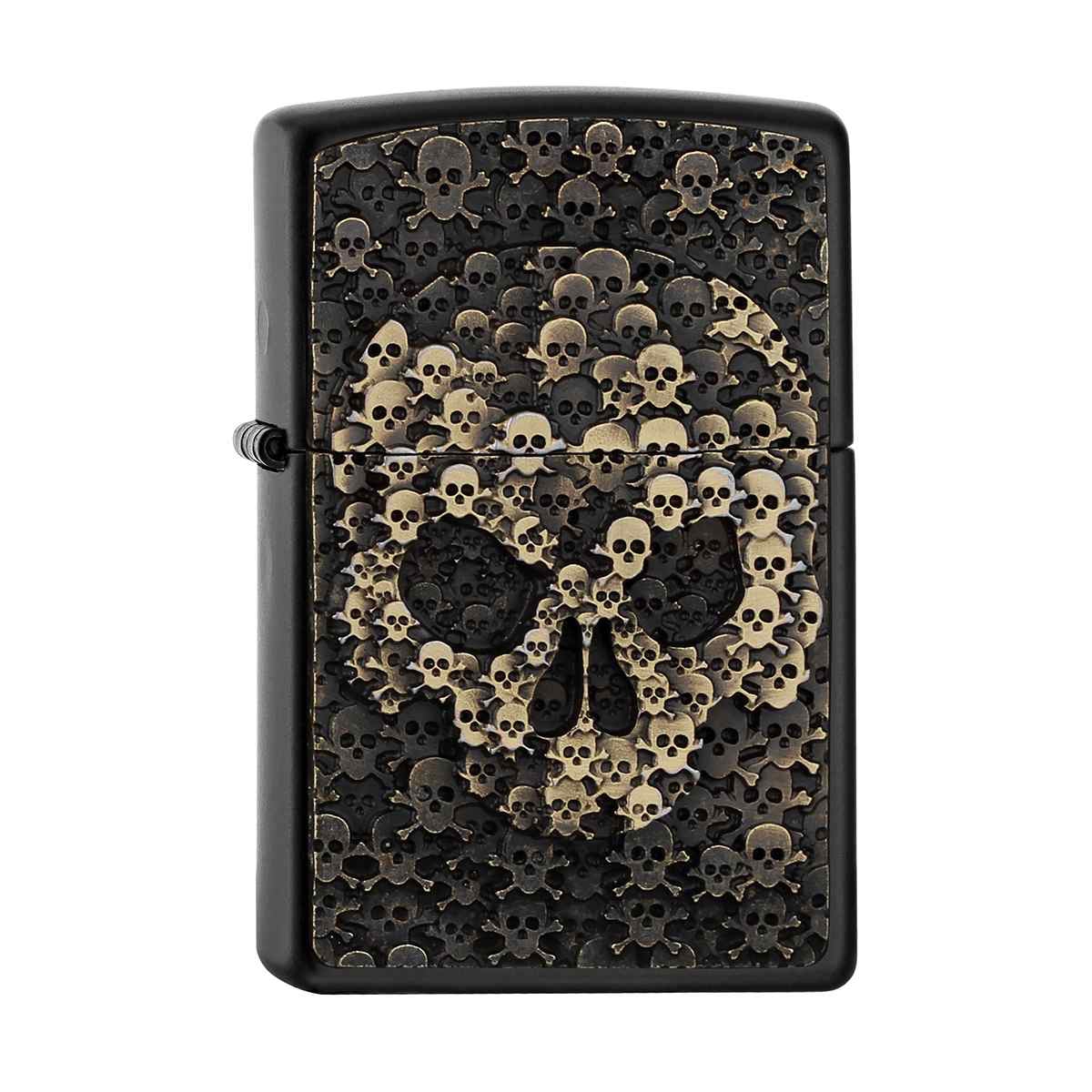 Zippo Schwarz matt Skulls in Skull