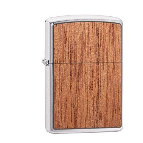 Zippo Chrom gebürstet Woodchuck Mahagoni Emblem