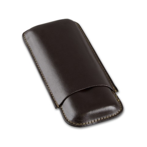 Zigarren-Etui Leder in dunkelbraun für Robusto-Format - 170x75mm, 2er