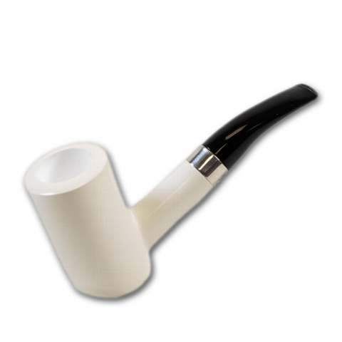 Meerschaumpfeife Block Poker glatt mit Silberring