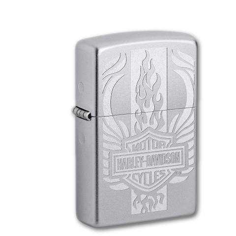 Zippo Chrom satiniert Harley Davidson Logo Flame