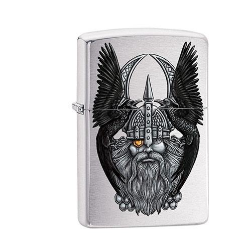 Zippo Chrom gebürstet Odin with Raven