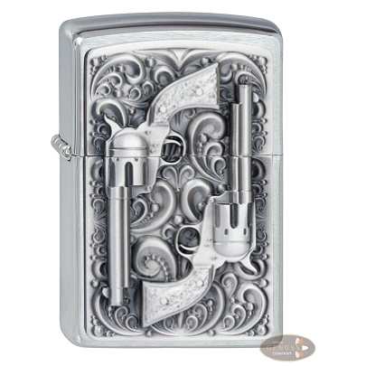 Zippo Chrom gebürstet Revolver Emblem