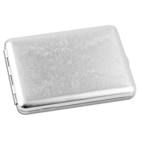 Zigaretten-Etui Nickel-Satiniert mit Venetian-Dekor für 100mm Format, 18er