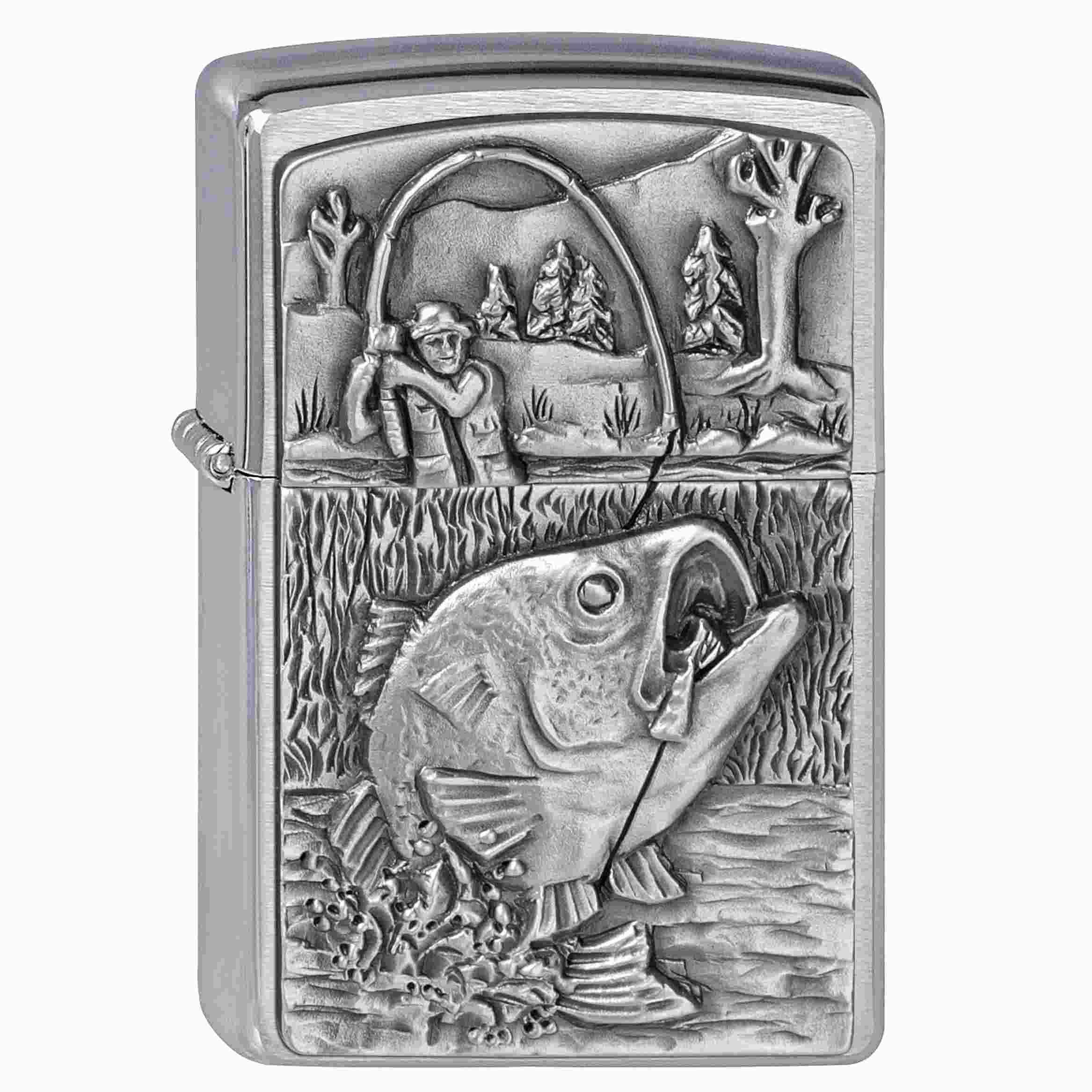 Zippo Chrom gebürstet Bass Fishing