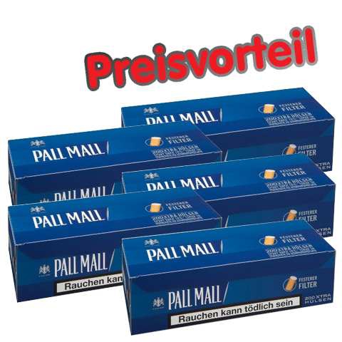 5 x Pall Mall Blue Xtra Hülsen, 200er