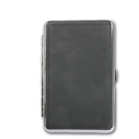 Zigaretten-Etui Metall mit Kunstleder-Cover in schwarz für 100mm Format, 12er