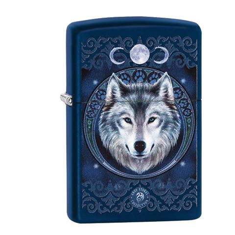 Zippo Navy Blue matte Anne Stokes Wolf