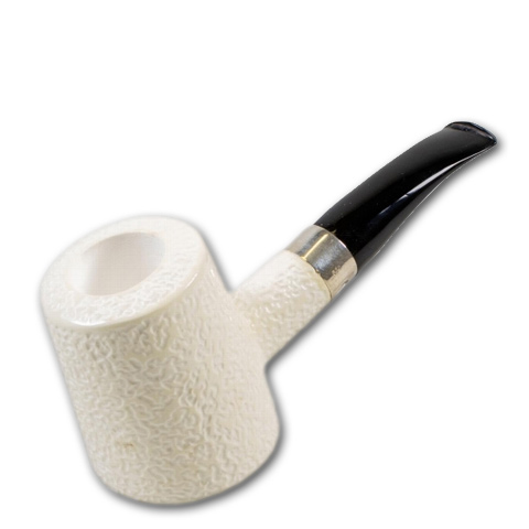 Meerschaumpfeife Block Poker rustiziert mit Silberring