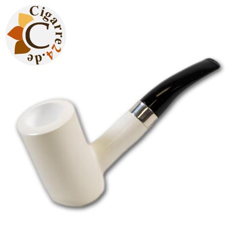 Meerschaumpfeife Block Poker glatt mit Silberring