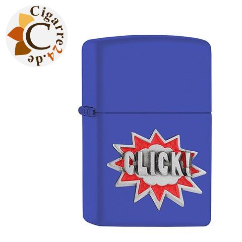 Zippo Royal Blau matt Click! Emblem