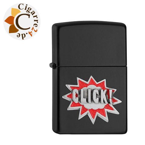 Zippo Schwarz matt Click! Emblem