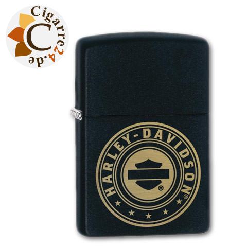 Zippo Schwarz matt Harley Davidson Round Logo